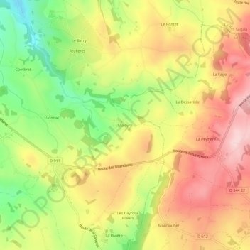 Mappa topografica Maloyre, altitudine, rilievo