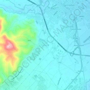 Mappa topografica Rosciano, altitudine, rilievo