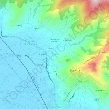 Mappa topografica Sodo, altitudine, rilievo