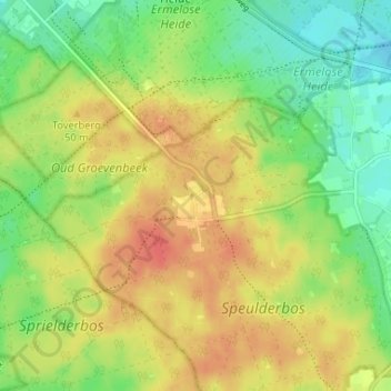 Mappa topografica Drie, altitudine, rilievo