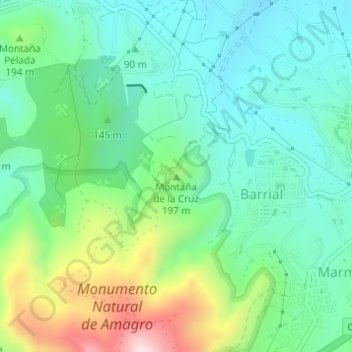 Mappa topografica Montaña de la Cruz, altitudine, rilievo
