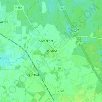 Mappa topografica Berkhof, altitudine, rilievo