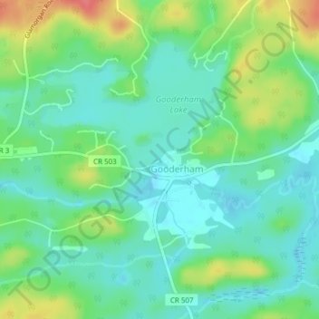 Mappa topografica Gooderham Lake Dam, altitudine, rilievo