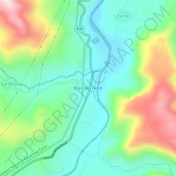 Mappa topografica Brasil de Franco, altitudine, rilievo