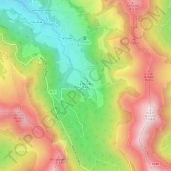 Mappa topografica Le Pont des Eaux, altitudine, rilievo