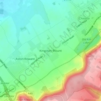 Mappa topografica Kingston Blount, altitudine, rilievo