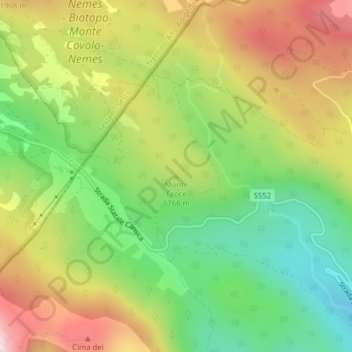 Mappa topografica Monte Croce, altitudine, rilievo