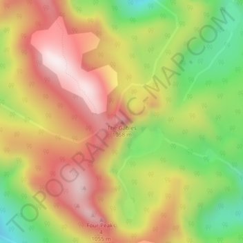 Mappa topografica The Gables, altitudine, rilievo