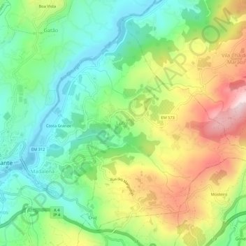 Mappa topografica Lufrei, altitudine, rilievo