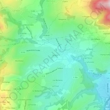 Mappa topografica Carabin, altitudine, rilievo