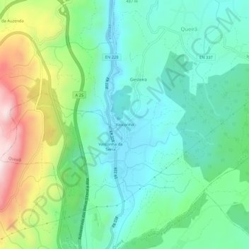 Mappa topografica Vasconha, altitudine, rilievo