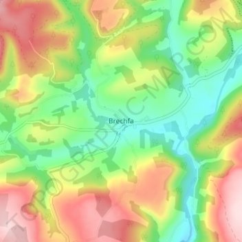 Mappa topografica Brechfa, altitudine, rilievo