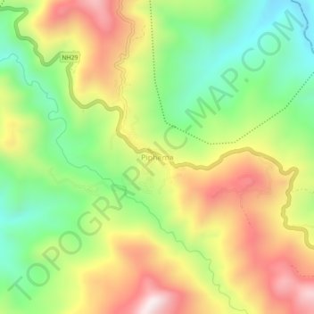 Mappa topografica Piphema, altitudine, rilievo