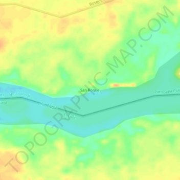 Mappa topografica San Roque, altitudine, rilievo