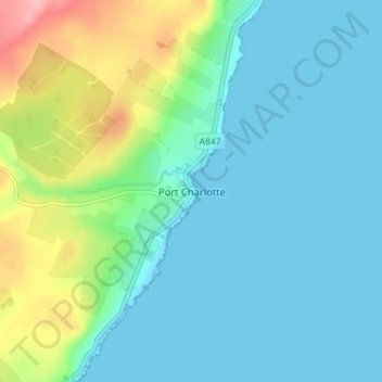 Mappa topografica Port Charlotte, altitudine, rilievo