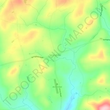 Mappa topografica Springfield, altitudine, rilievo