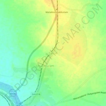 Mappa topografica Sipcot, altitudine, rilievo