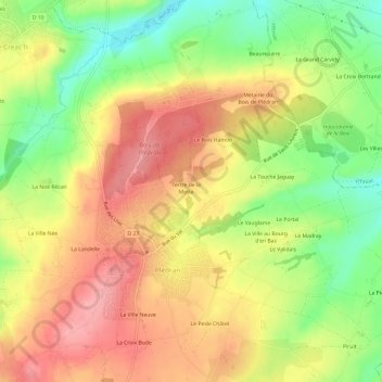 Mappa topografica La Motte, altitudine, rilievo