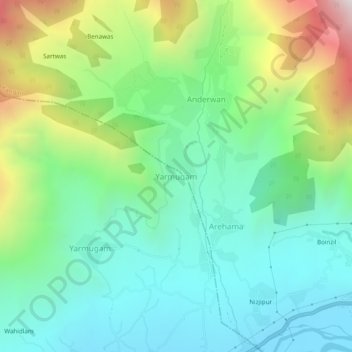Mappa topografica Yarmuqam, altitudine, rilievo