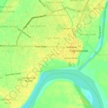 Mappa topografica Ugac Sur, altitudine, rilievo