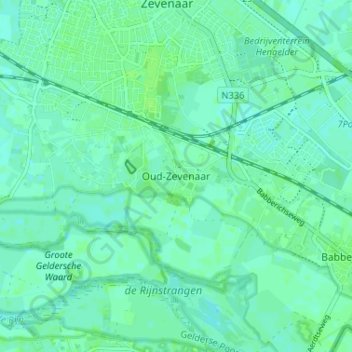 Mappa topografica Oud-Zevenaar, altitudine, rilievo