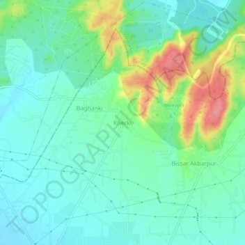 Mappa topografica Kherki, altitudine, rilievo