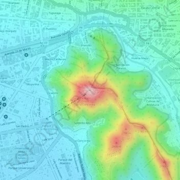 Mappa topografica Cerro San Pedro, altitudine, rilievo
