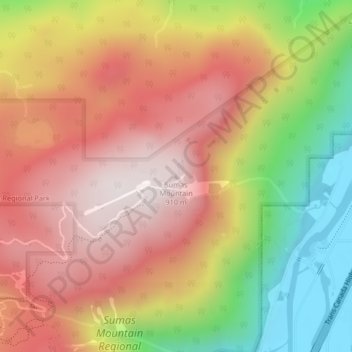 Mappa topografica Sumas Mountain, altitudine, rilievo