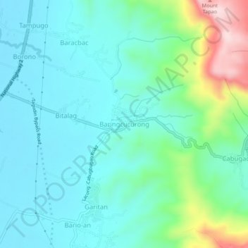 Mappa topografica Baringcucurong, altitudine, rilievo
