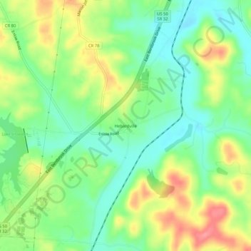 Mappa topografica Hebardville, altitudine, rilievo