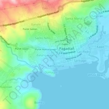 Mappa topografica Purok Riverside, altitudine, rilievo