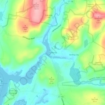 Mappa topografica Hamburg, altitudine, rilievo