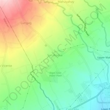 Mappa topografica San Roque, altitudine, rilievo
