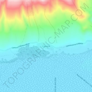 Mappa topografica Coqueza, altitudine, rilievo