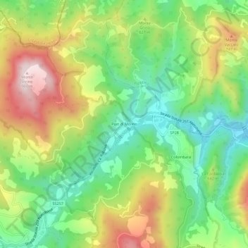 Mappa topografica Pian di Molino, altitudine, rilievo