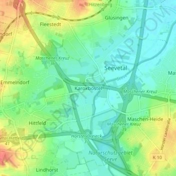 Mappa topografica Karoxbostel, altitudine, rilievo