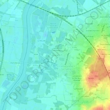 Mappa topografica Le Cornet, altitudine, rilievo