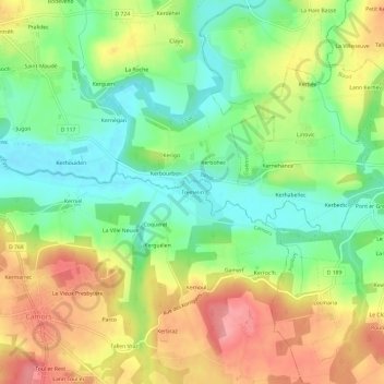 Mappa topografica Tremelin, altitudine, rilievo