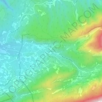 Mappa topografica Les Valettes, altitudine, rilievo