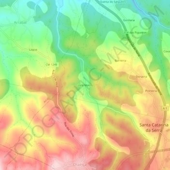 Mappa topografica Santa Catarina da Serra, altitudine, rilievo