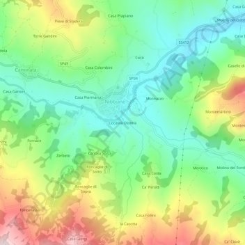 Mappa topografica Località Osteria, altitudine, rilievo