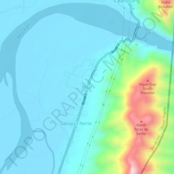 Mappa topografica Rizal, altitudine, rilievo