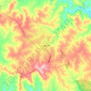 Mappa topografica Lusikisiki, altitudine, rilievo
