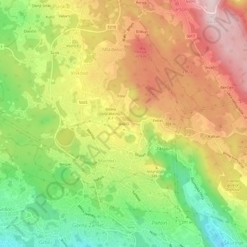 Mappa topografica Blažići, altitudine, rilievo