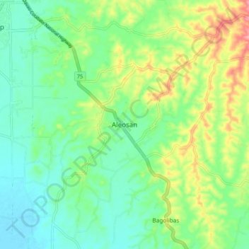Mappa topografica Aleosan, altitudine, rilievo