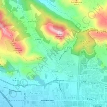 Mappa topografica San Leucio, altitudine, rilievo
