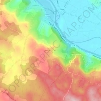 Mappa topografica Magnagues, altitudine, rilievo