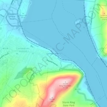 Mappa topografica Cornwall Landing, altitudine, rilievo