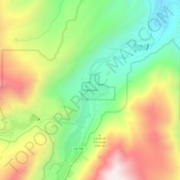 Mappa topografica Aspendell, altitudine, rilievo