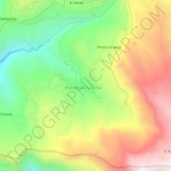 Mappa topografica Udima, altitudine, rilievo